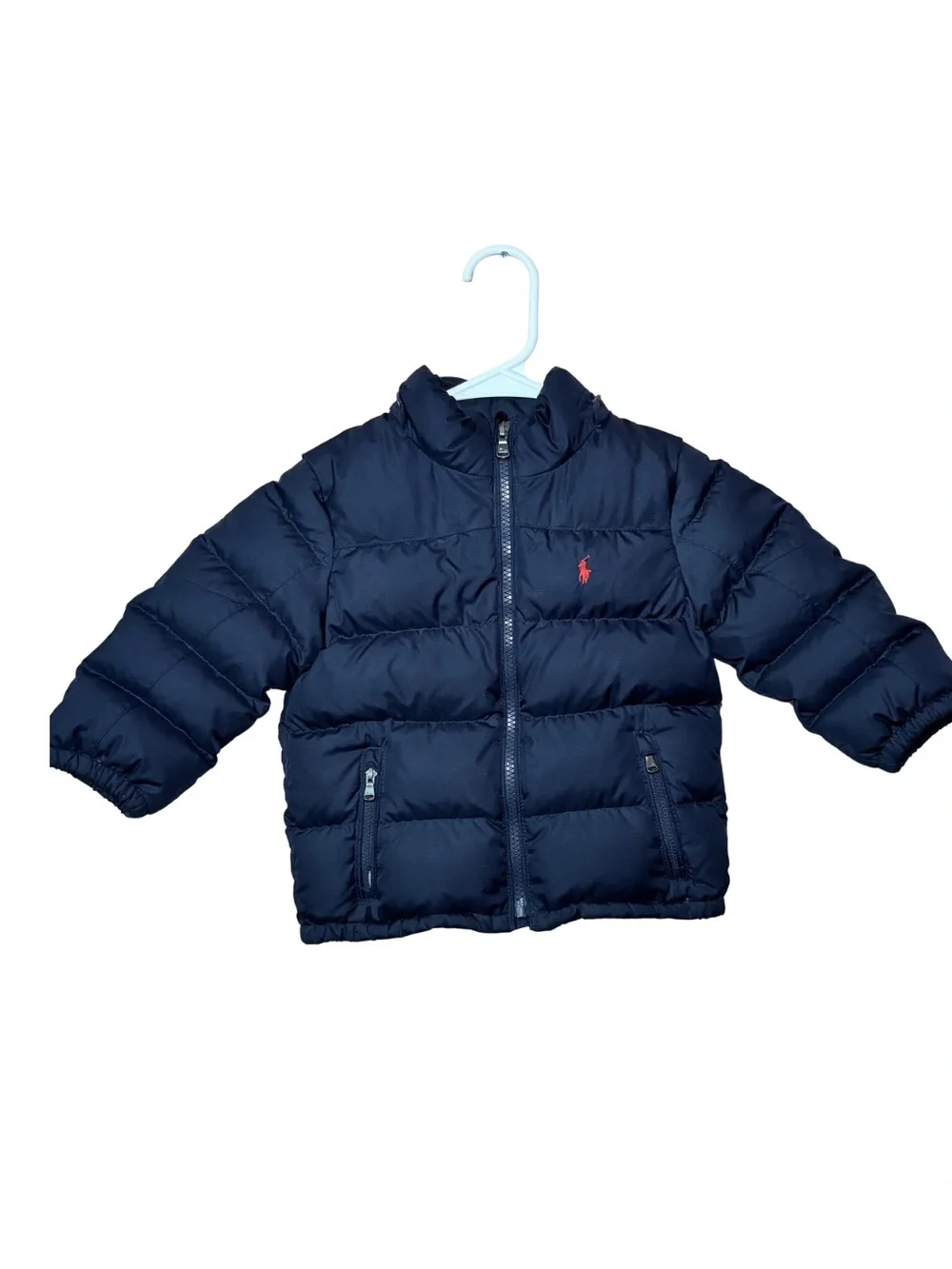Ralph Lauren Navy Puffer Jacket with Yellow Accent